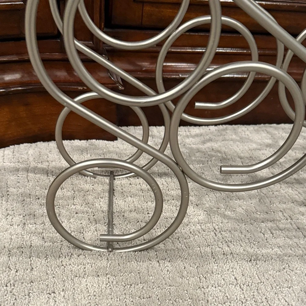 Crate&Barrel Elegant Satin Nickel Metal Wine Rack